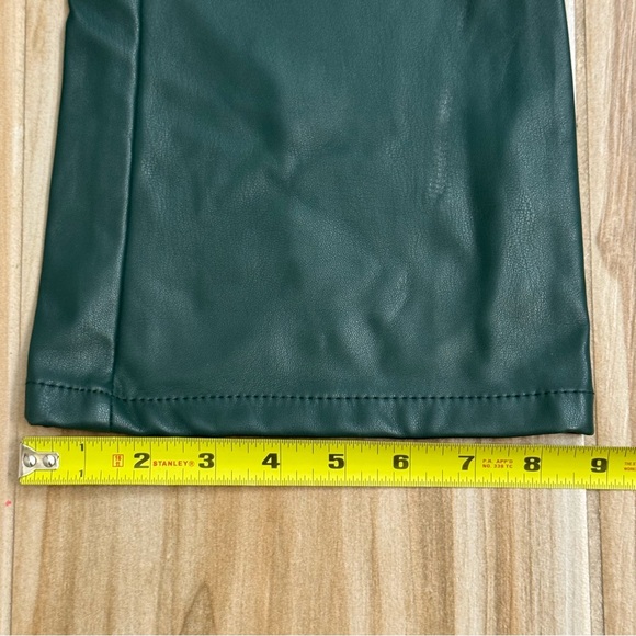 Forever 21 Dark Green Faux Leather Green Pants NWT Bootcut Size Medium Regular - Picture 8 of 13